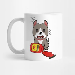 Cute grey dog Spills Hot Sauce Tabasco Mug